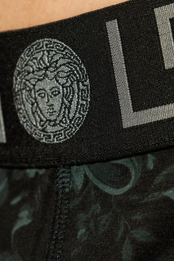 Versace Black Silver Baroque Greca Men’s Boxer Briefs Underwear
