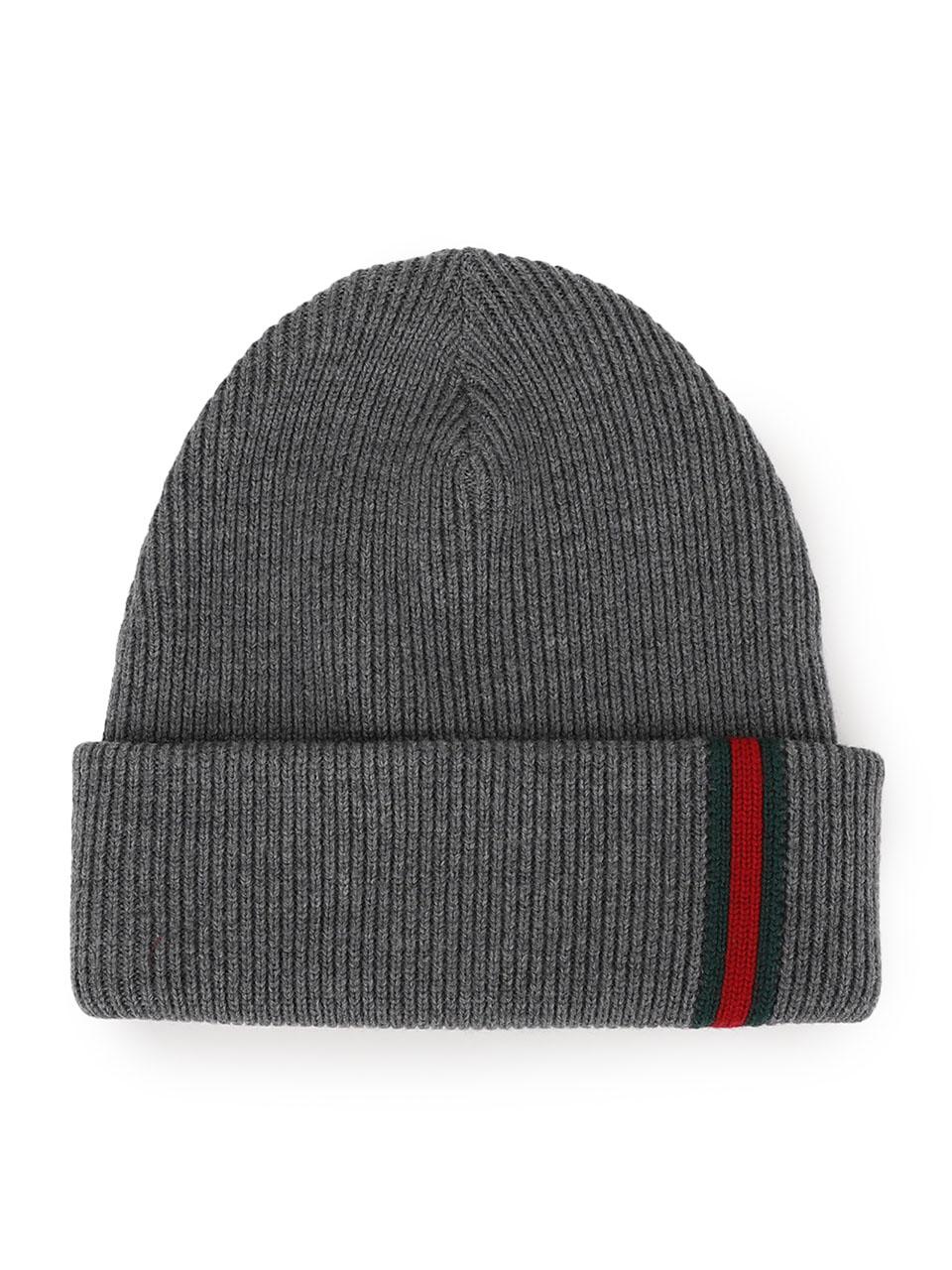 GUCCI Web Detail Wool Beanie Black Men’s 834192 4G200 1100