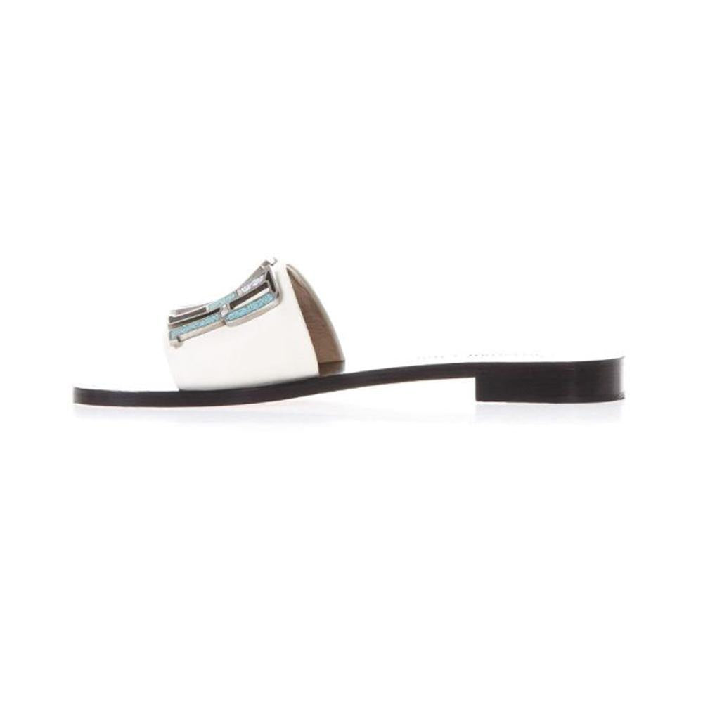 DIOR Metal Logo Mule Slippers White KCF155VEAS 03W