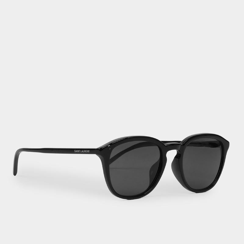 Saint Laurent Black Acetate Asian Fit Square Sunglasses 53mm