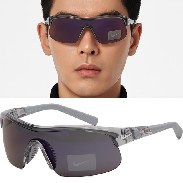 Nike Transparent Gray Semi-Rimless Sports Goggles Sunglasses DX6520 065