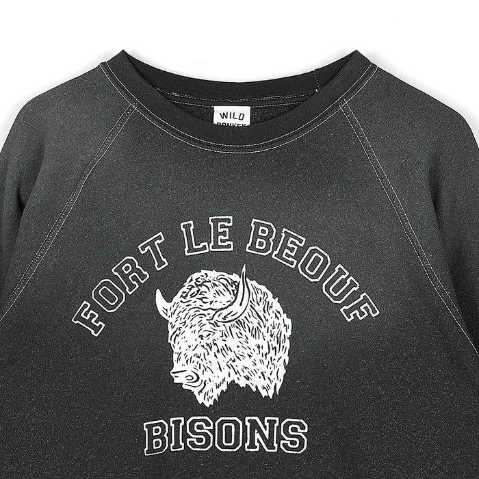 Wild Donkey Unisex Faded Black Bison Graphic Sweatshirt