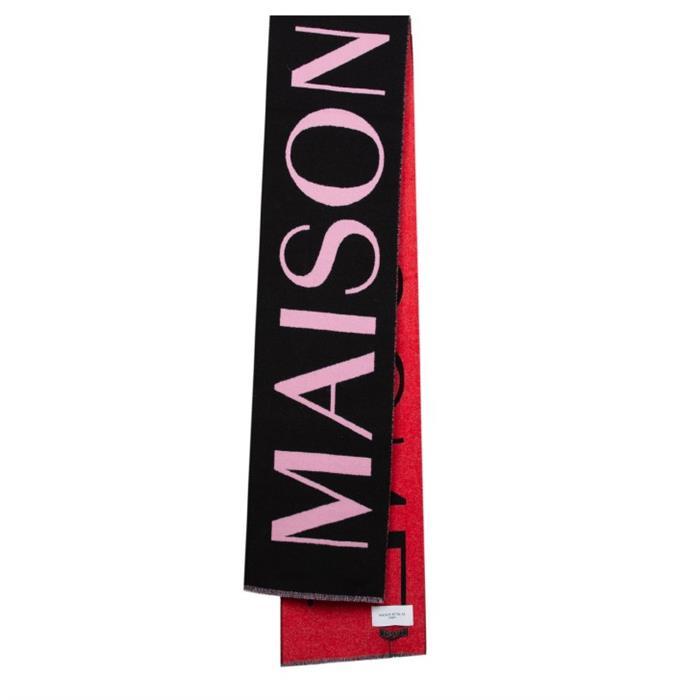 Maison Kitsune Logo Lettering Jacquard Wool Scarf