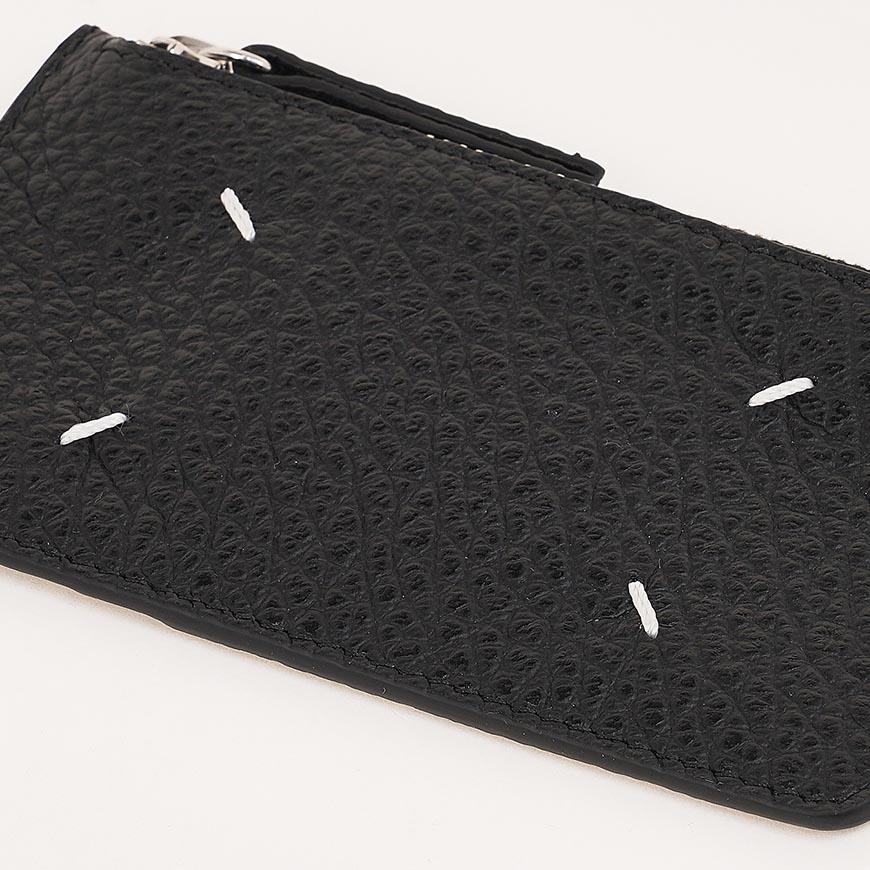 Maison Margiela Unisex Four-Stitch Leather Card Holder Black