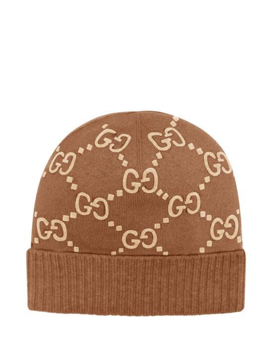 GUCCI GG Cashmere Jacquard Beanie Hat Beige 8113923 GAC02379
