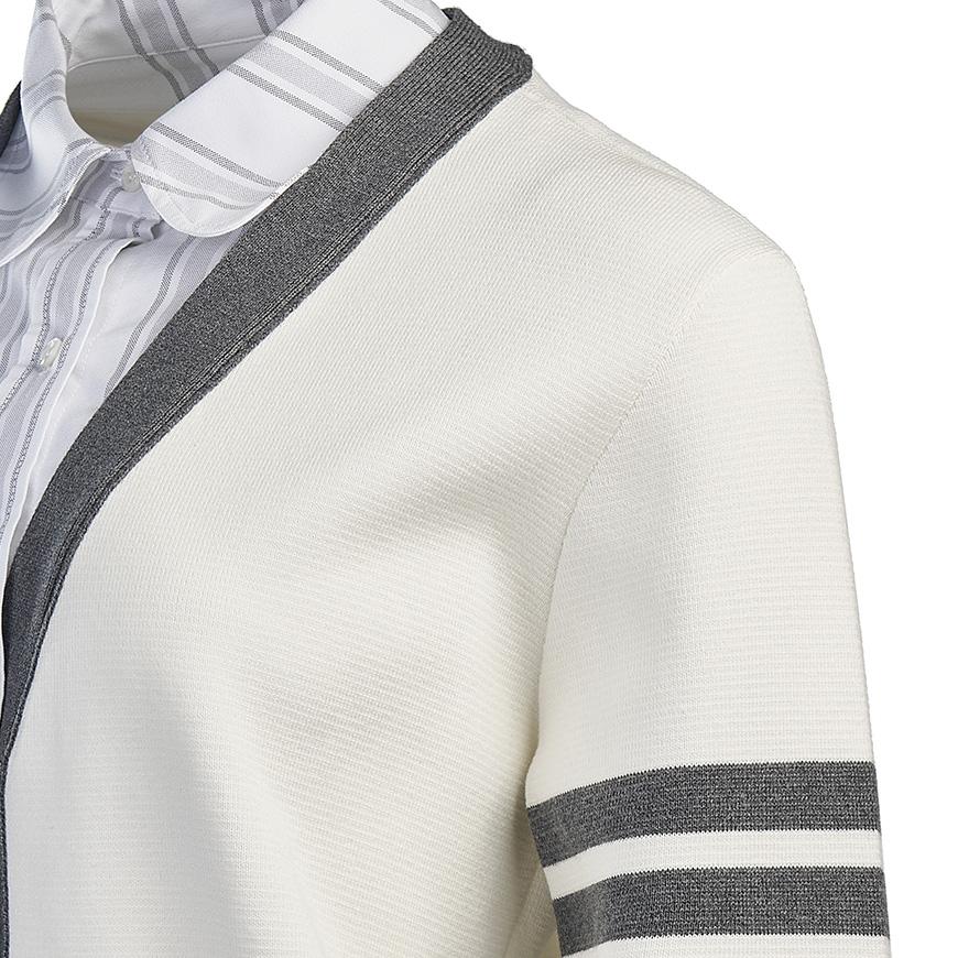 THOM BROWNE Women's 4-Bar Stripe Oxford Shirt Cardigan FKC534A Y3007 100