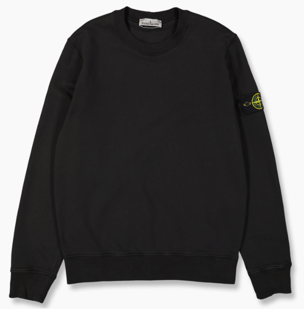 STONE ISLAND Organic Cotton Black Crewneck Sweatshirt Unisex 801563051