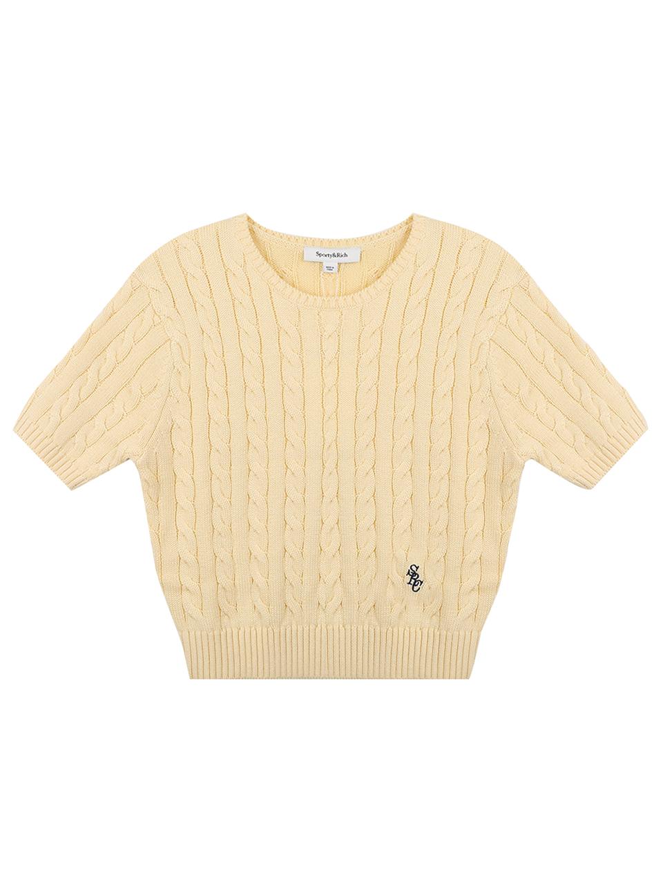 SPORTY&RICH Cable Knit Round Neck Sweater TO09976302 YE02
