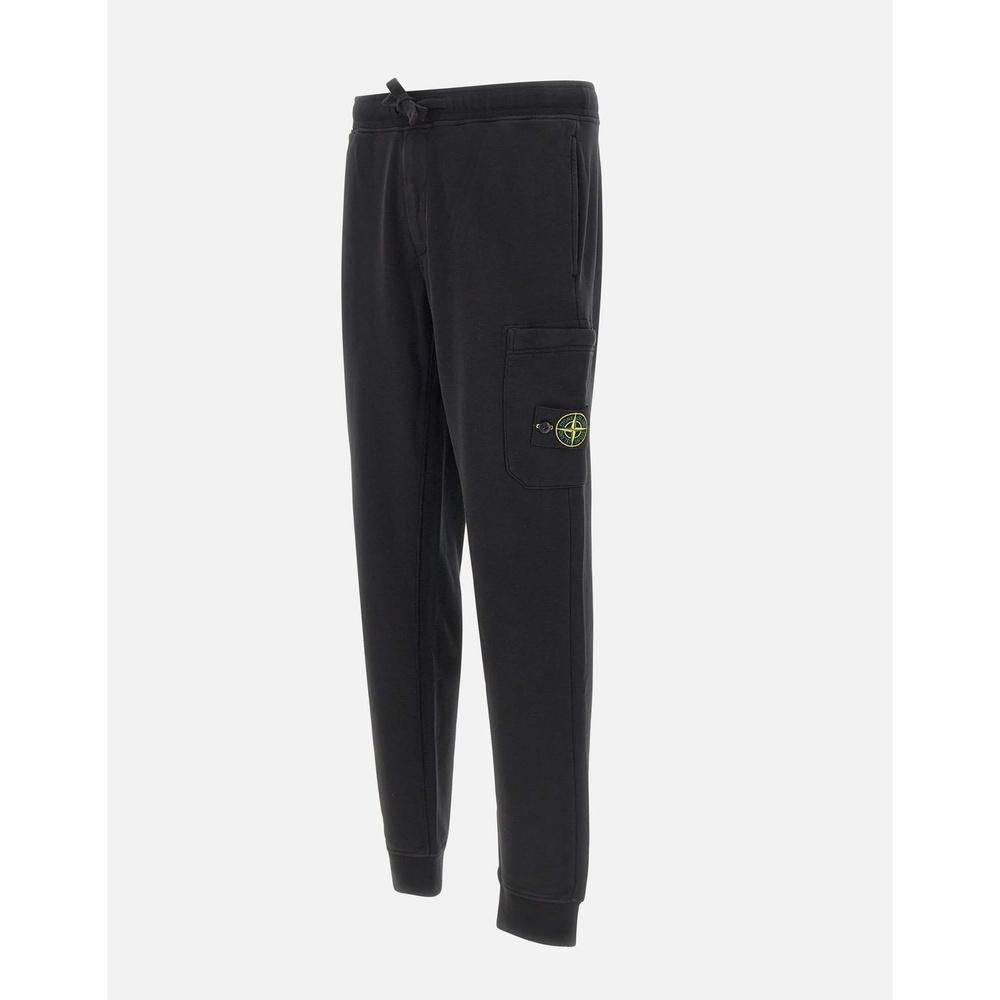 STONE ISLAND Organic Cotton Fleece Men's Jogger Sweatpants Black