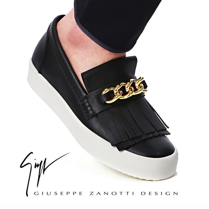 Giuseppe Zanotti Gold Chain Slip-On Low Top Sneakers RM6045 NERO