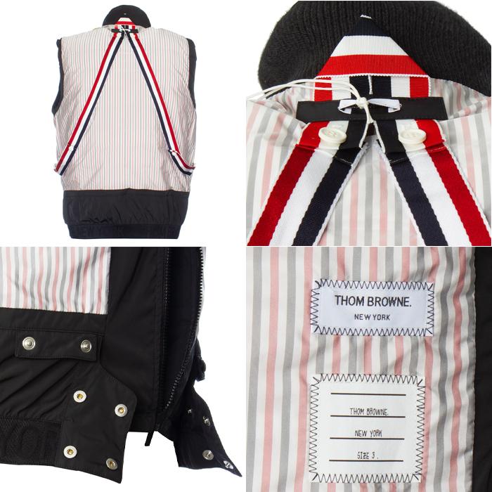 THOM BROWNE Men’s Diagonal Stripe Padded Vest Gray