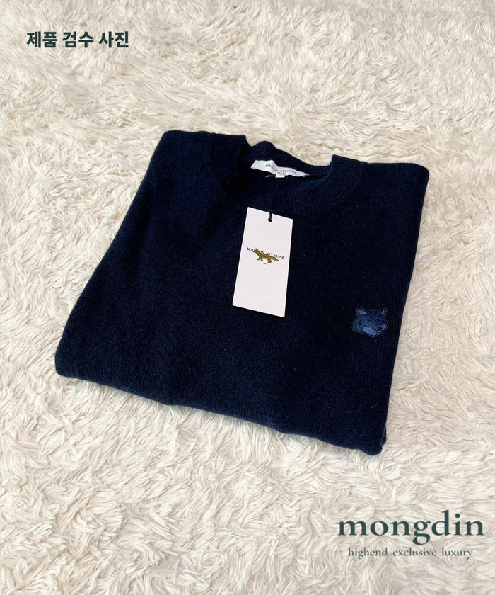Maison Kitsune Bold Fox Head Patch Lambswool Crewneck Sweater NM00805KT1006 P480