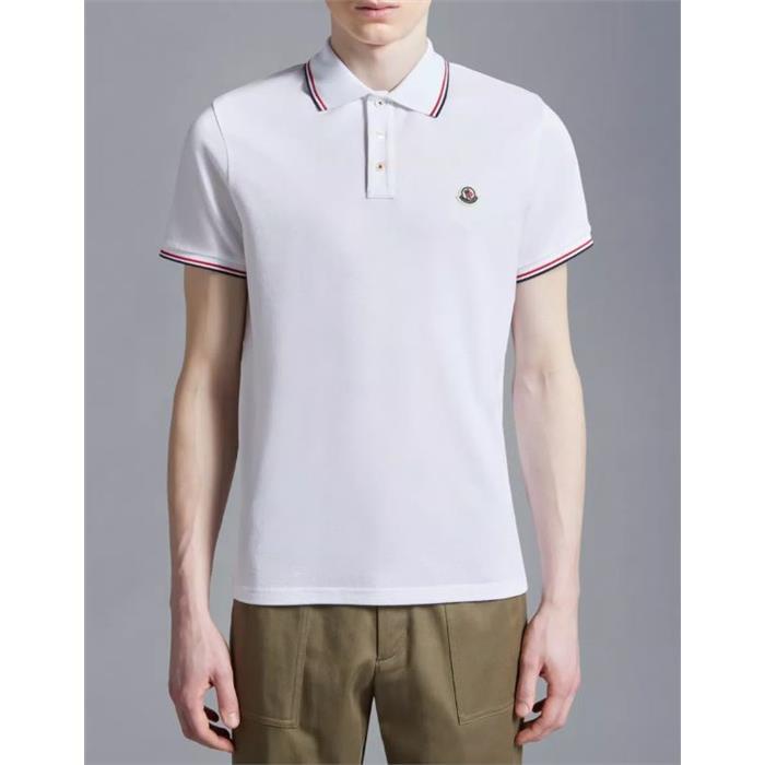 Moncler Triple Stripe Lining Logo Patch Short Sleeve Polo Shirt