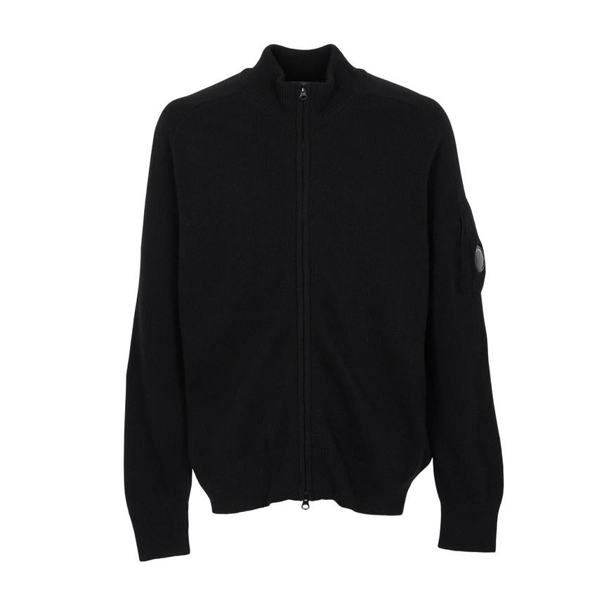 CP Company Men’s Zip-Up Knit Cardigan Black