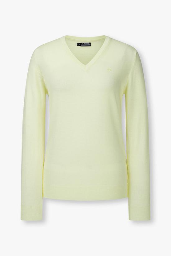 J LINDEBERG Women’s Crewneck Knit Sweater GWKW10955M066 PALE LIME YELLOW DOM