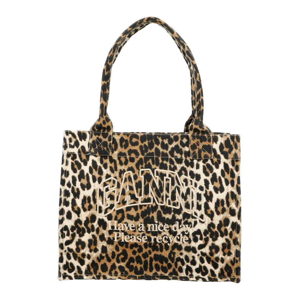 GANNI Leopard Print Easy Large Women’s Tote Bag A7179 943