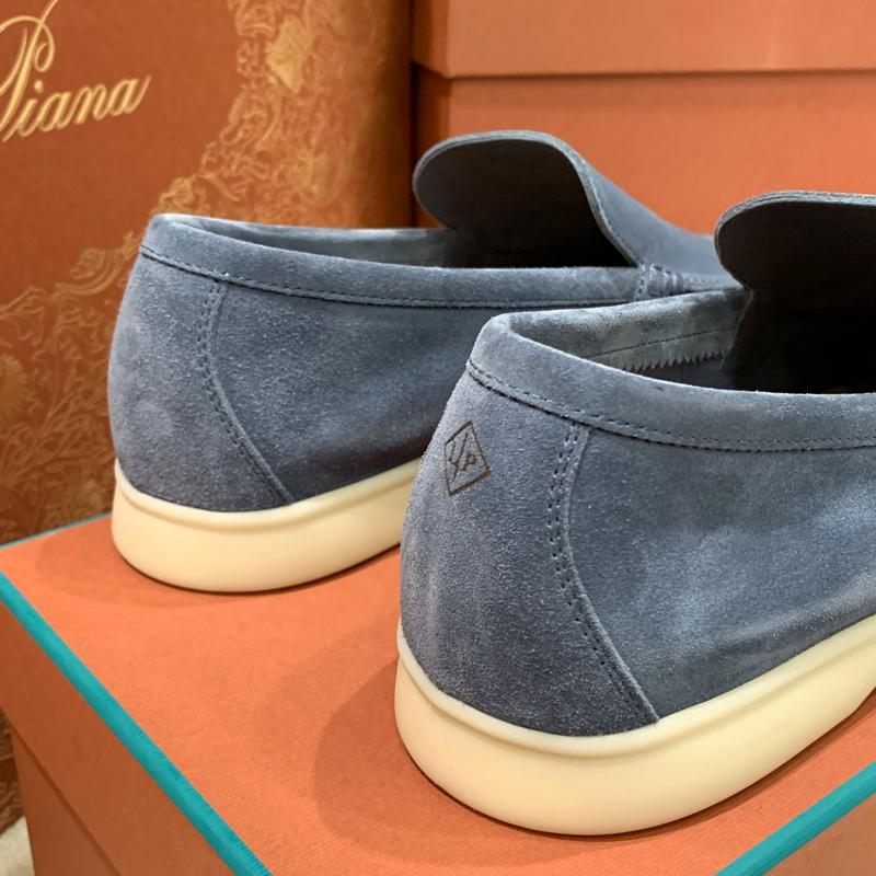 Loro Piana Navy Suede Classic Moccasin Loafers for Men