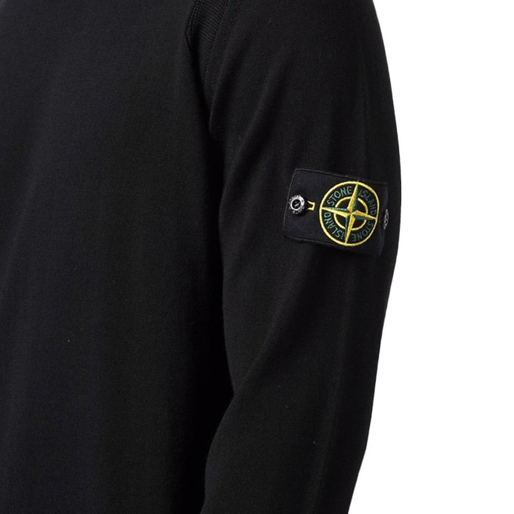 STONE ISLAND Black Wool Crewneck Knit Sweater with Patch Badge 7515526C4 V0029