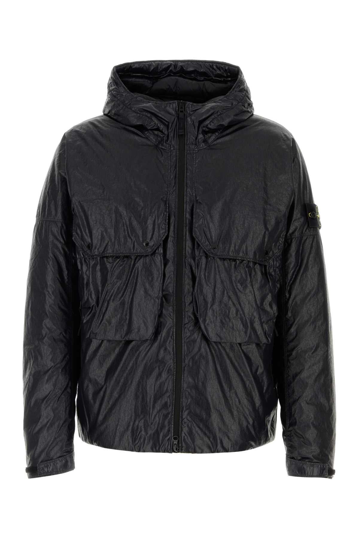 STONE ISLAND Black Nylon Down Puffer Jacket for Men