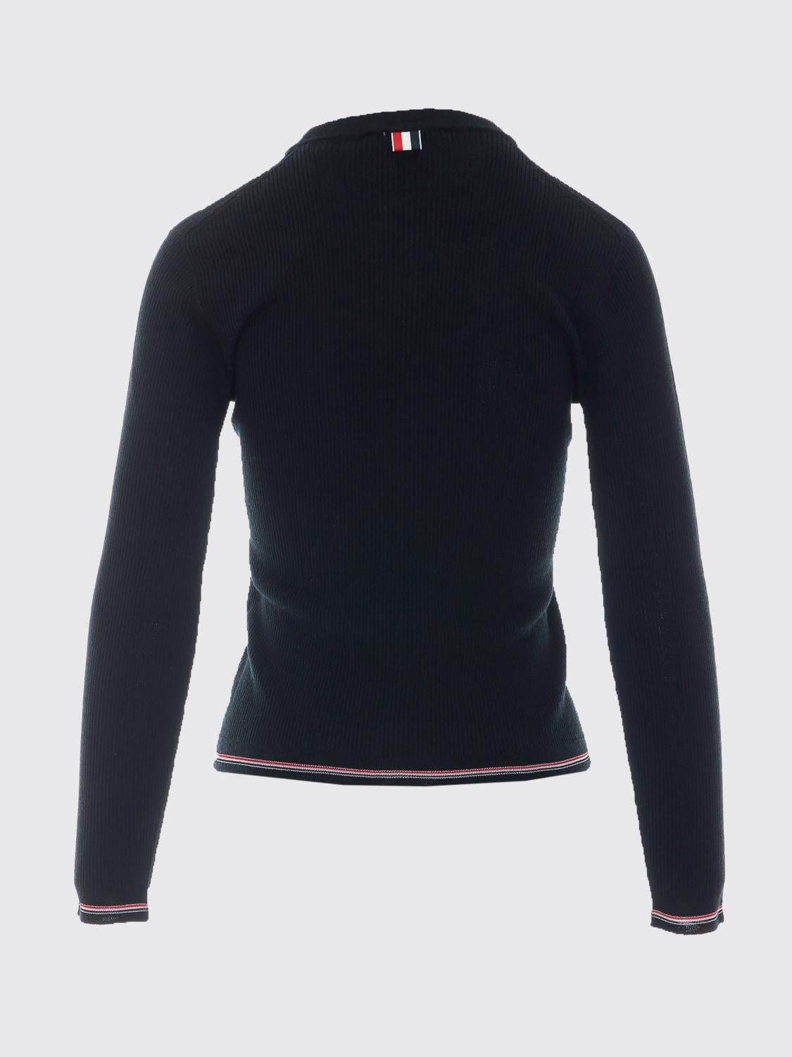 THOM BROWNE Black Wool Knit Cardigan
