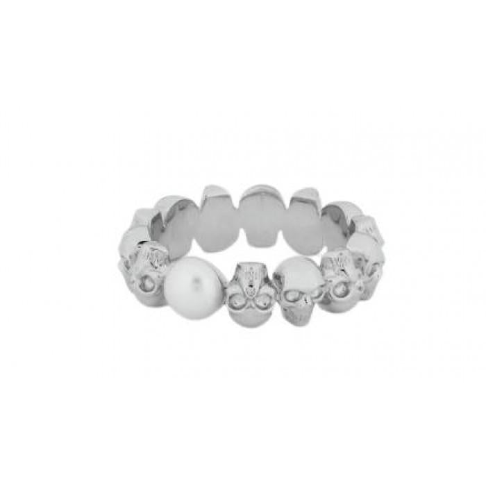 Alexander Mcqueen Skull Pearl Ring 836794 J16PB 1906