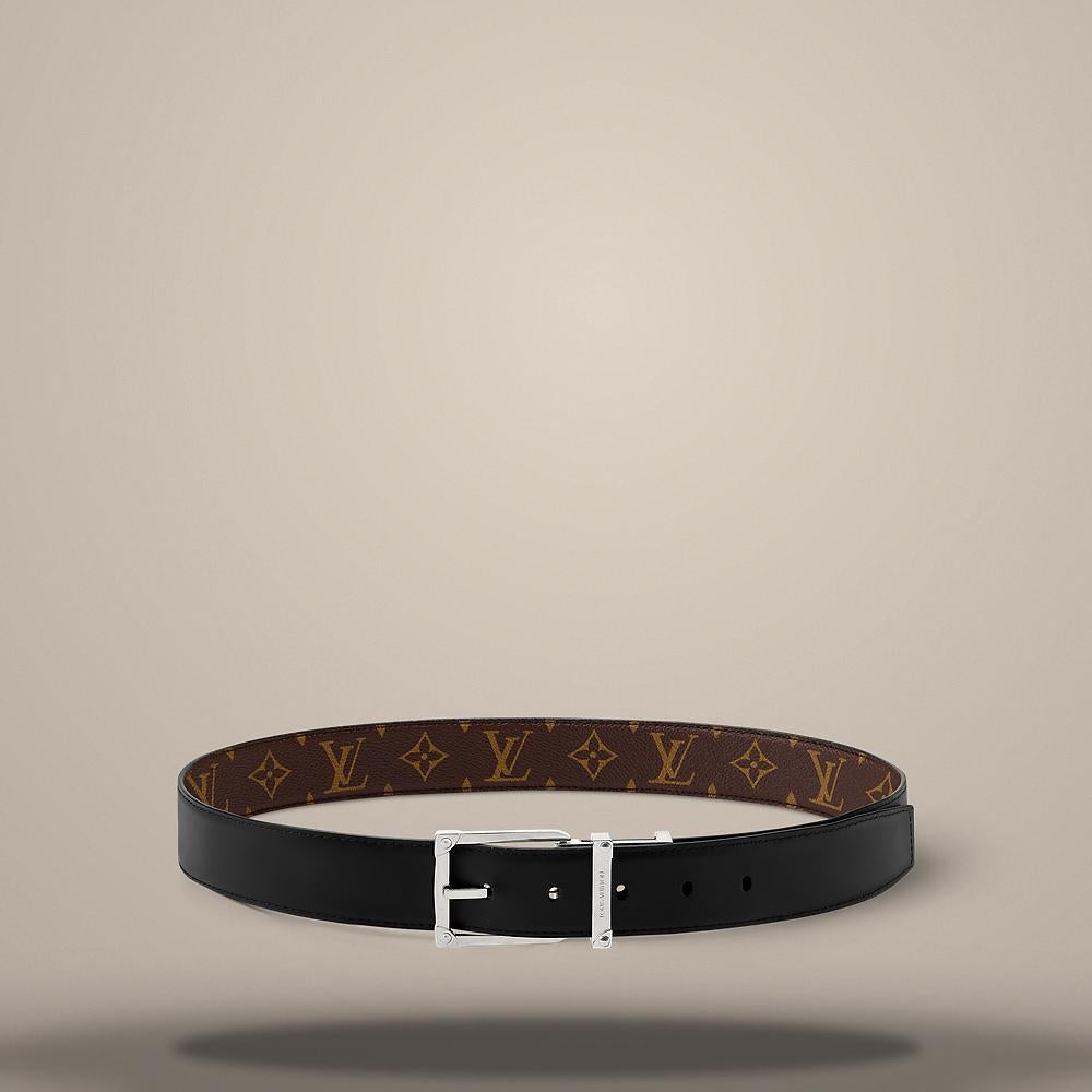 Louis Vuitton Monogram Black Corner Pin 35mm Reversible Belt M4455