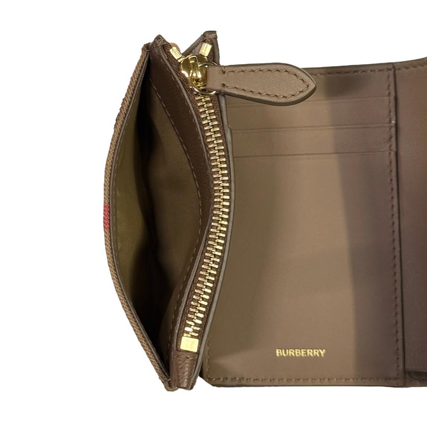 BURBERRY Brown Leather Tri-Fold Wallet for Women 80845341 81216841 LANCA STER