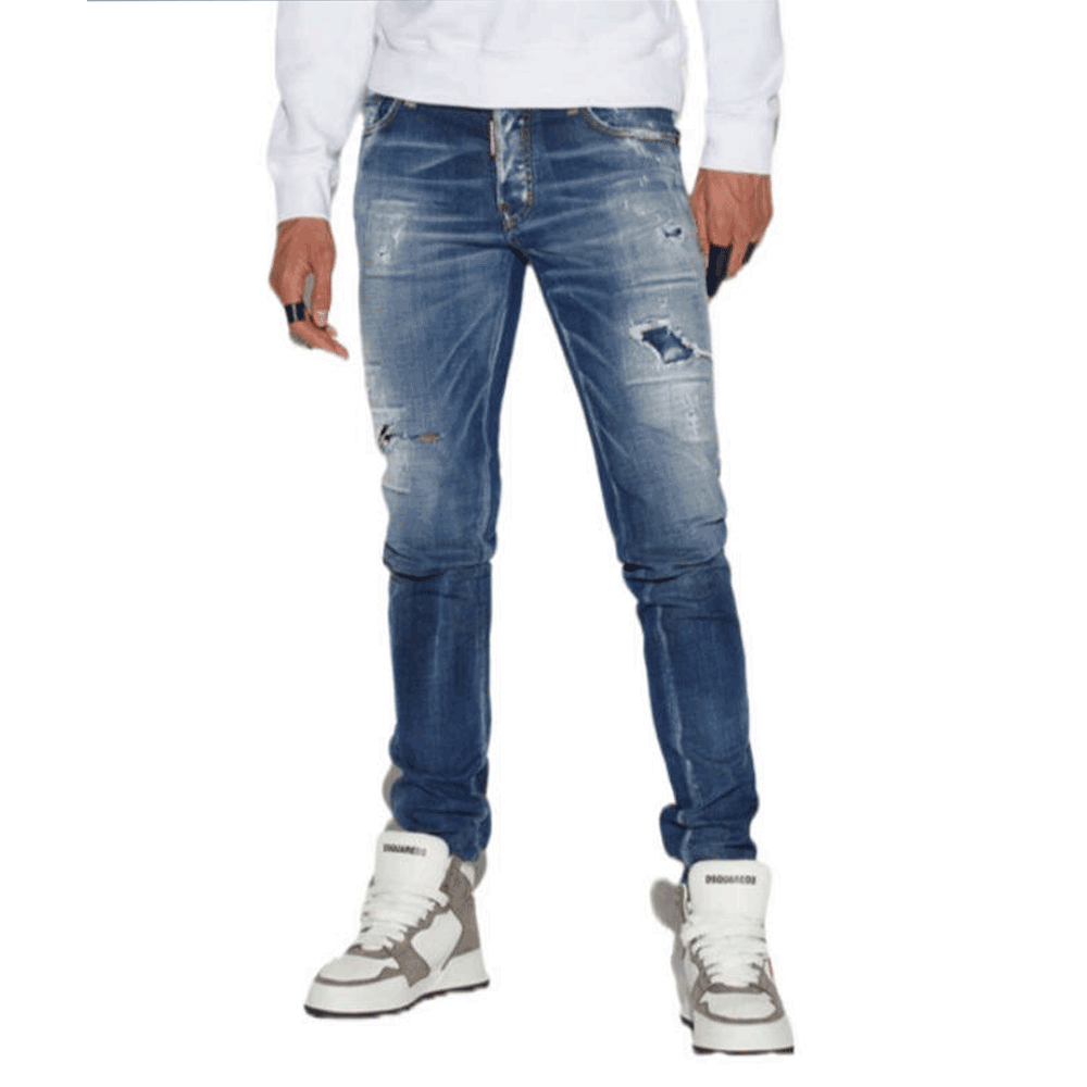 Dsquared2 Stud Detail Slim Jeans Men’s Denim Pants Navy