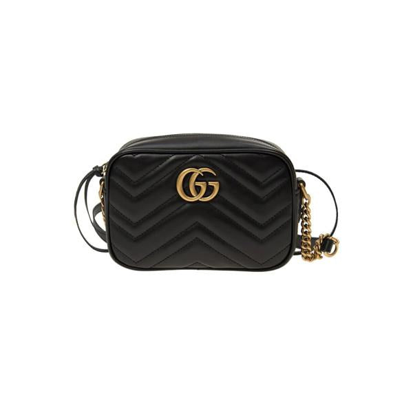 GUCCI GG Marmont Quilted Zip Crossbody Bag Black
