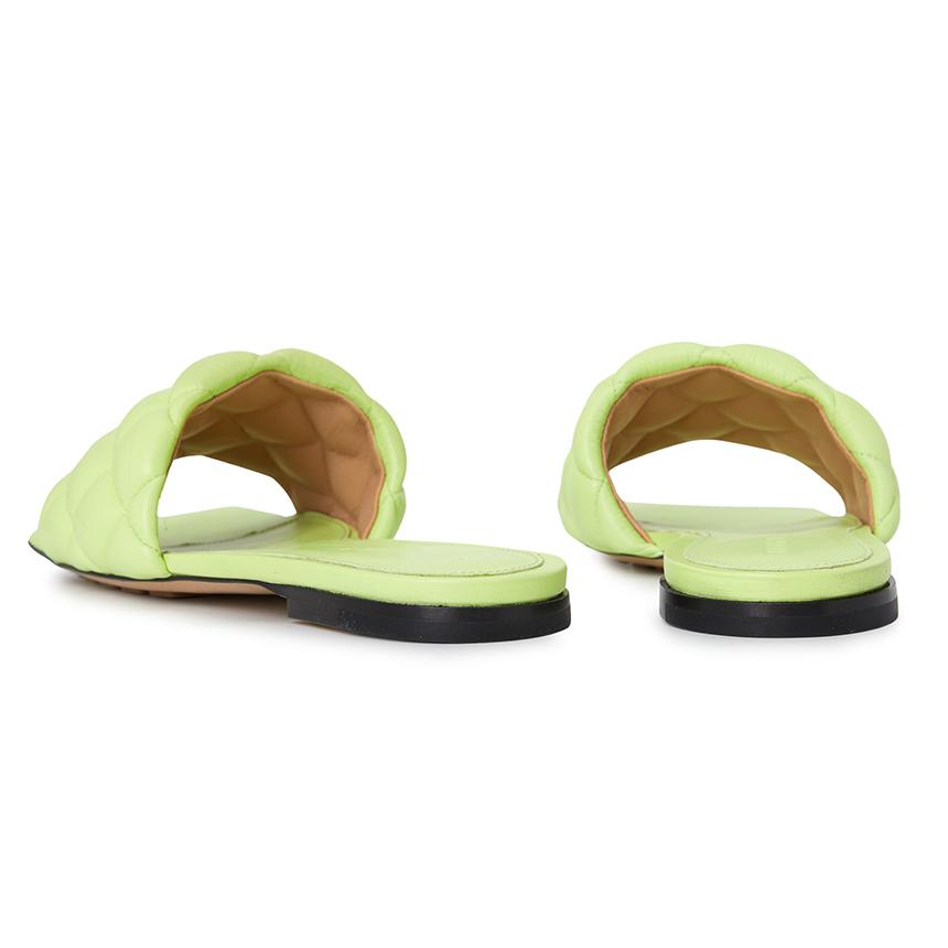 Bottega Veneta Padded Leather Green Slide Sandals Women