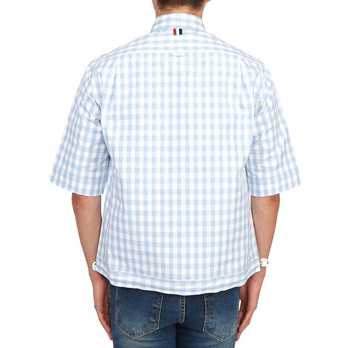 THOM BROWNE Navy Cotton Short Sleeve Shirt