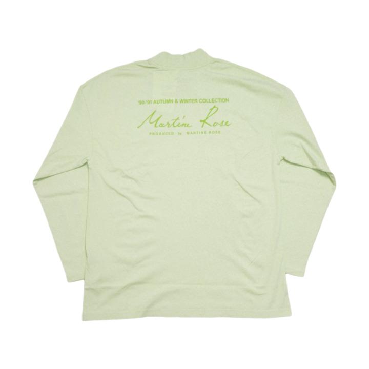 MARTINE ROSE Unisex Green Cotton Mock Neck Logo T-Shirt MR605J MR052