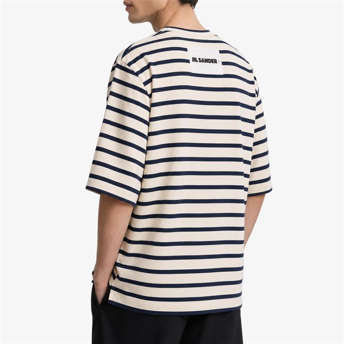 JIL SANDER Logo Patch Stripe Short Sleeve T-Shirt for Men