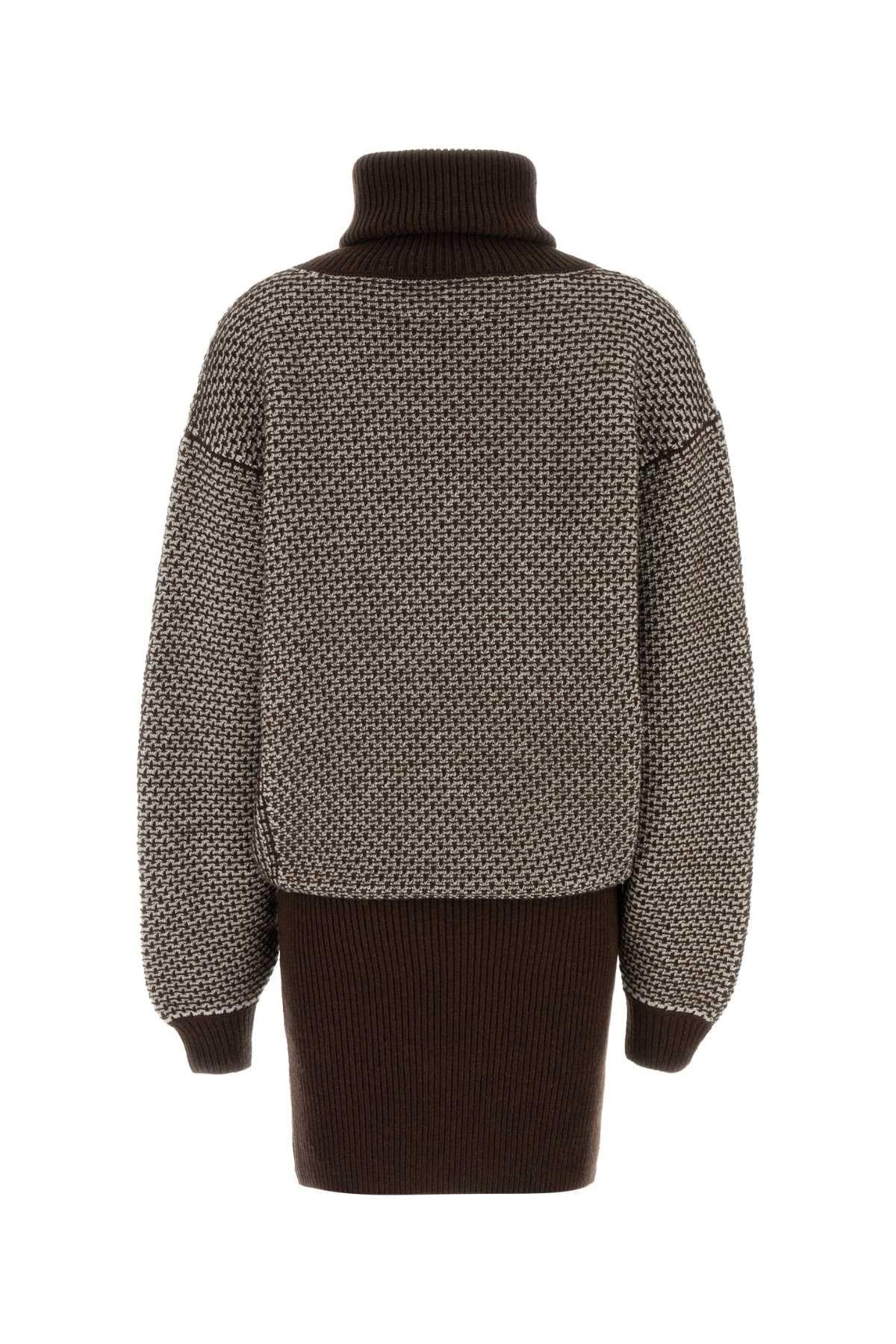 Maison Margiela Long Sleeve Turtleneck Knit Dress Ivory