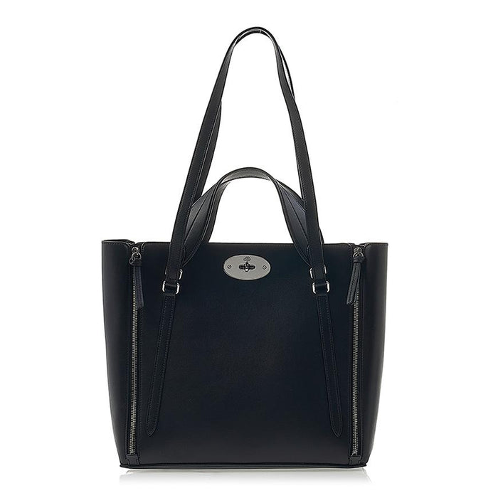 Mulberry Small Bayswater Zipped Tote Bag Black Leather