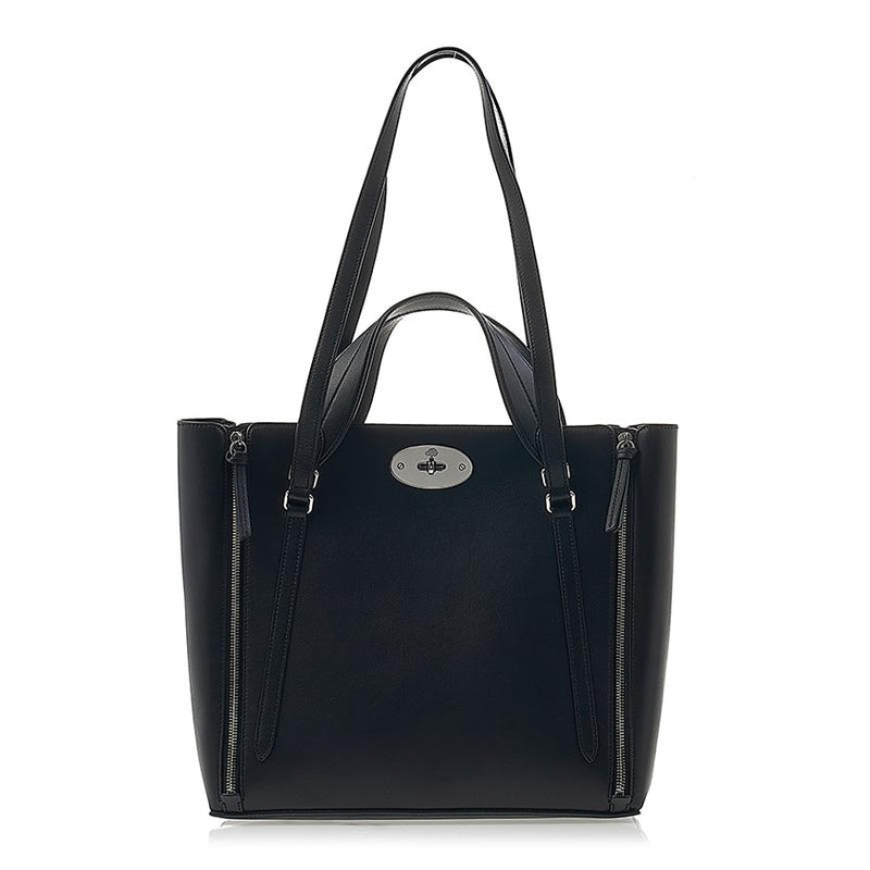 Mulberry Small Bayswater Zipped Tote Bag Black Leather