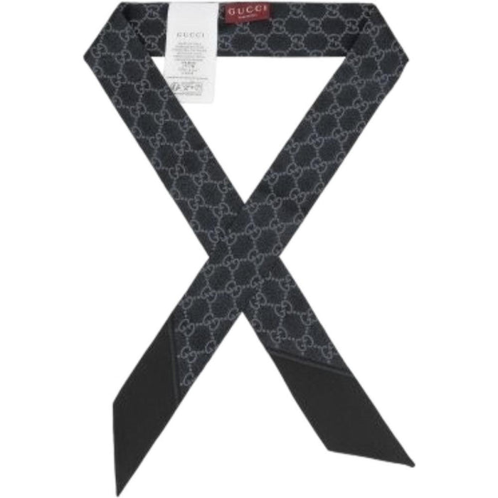 GUCCI Lame GG Skinny Silk Scarf Black