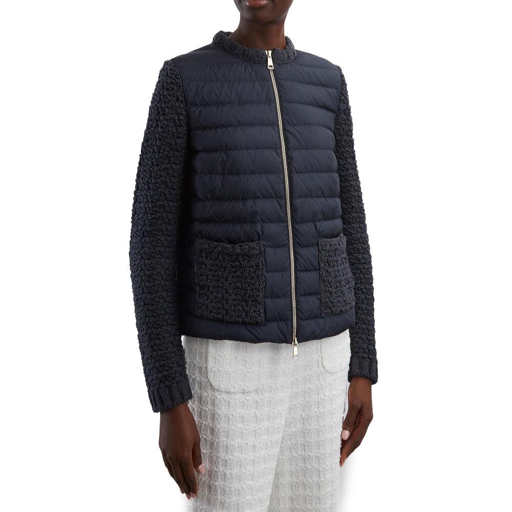 Moncler Women’s Padded Zip-Up Cardigan Navy Knit