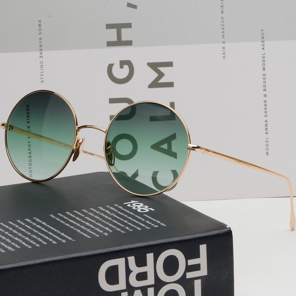 Isabel Marant Rose Gold Metal Round Sunglasses Green Gradient Tint IM0016S 000IB