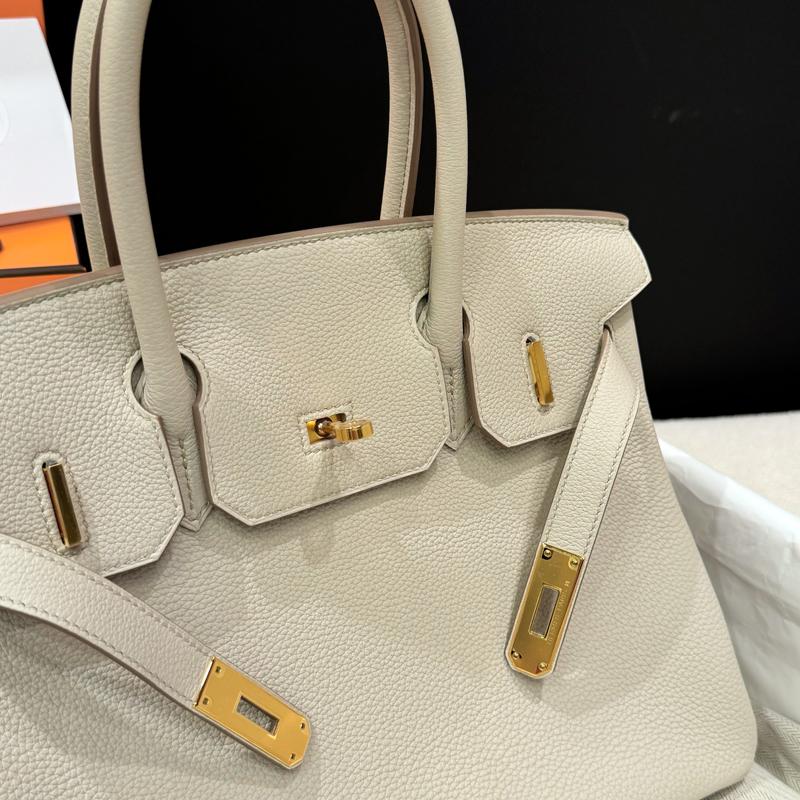HERMES Togo Leather Birkin Bag Beton Color 30 Tote Unisex