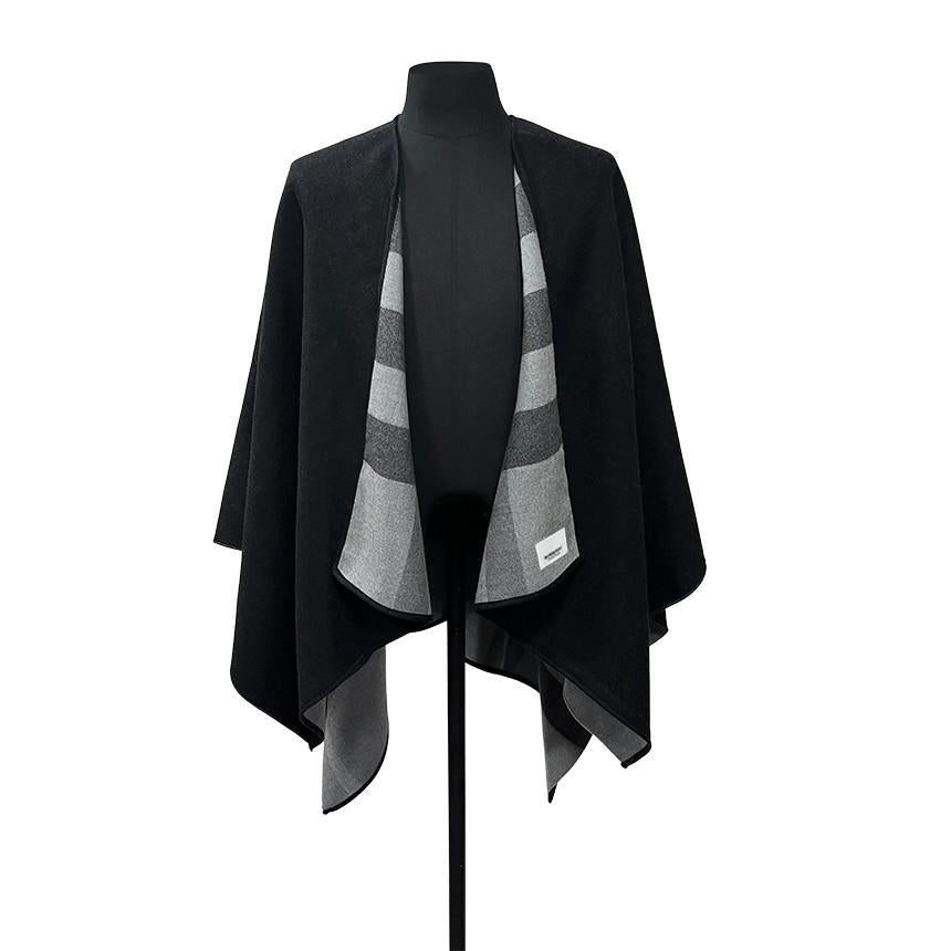 BURBERRY Reversible Black Poncho Cape Jacket