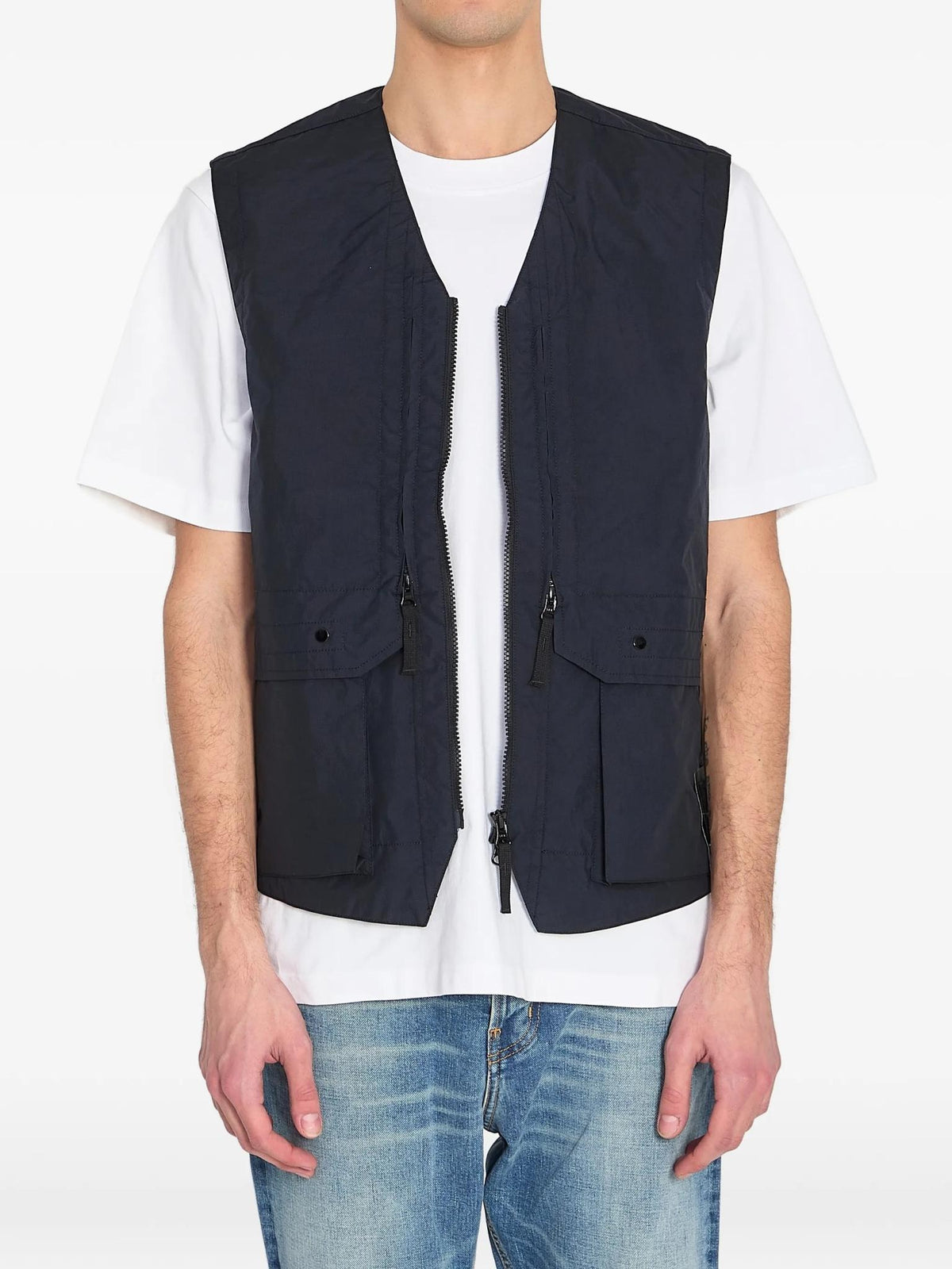 STONE ISLAND Black Nylon Down Vest