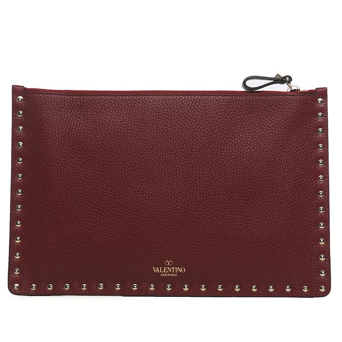 VALENTINO Rockstud Leather Clutch Bag Unisex C52