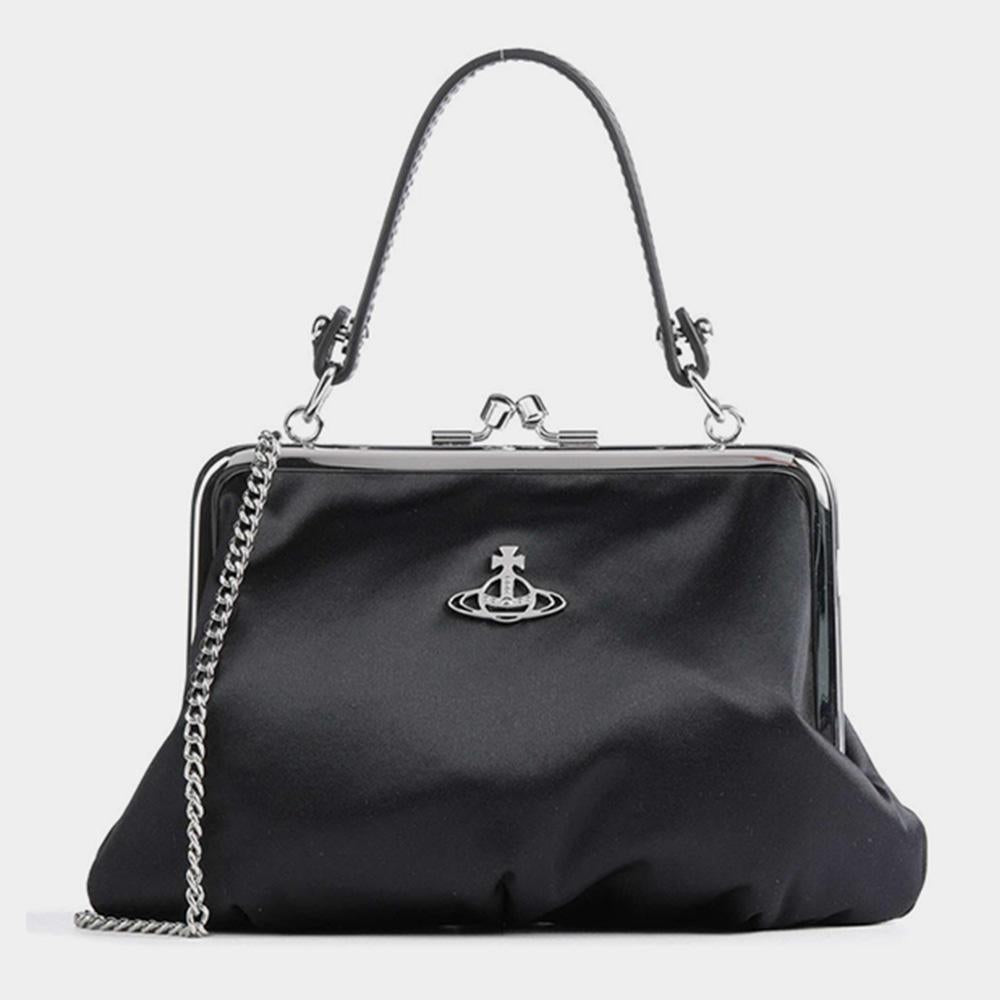 Vivienne Westwood Black Satin Pearl-Studded Quilted Frame C 52020003U W00N4 N401