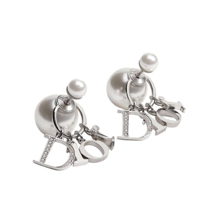 DIOR Tribales Earrings Gold-Tone Metal Pearl Studs