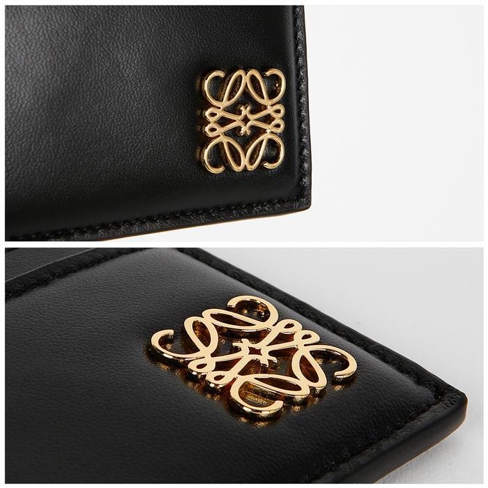 LOEWE Puffer Anagram Logo Card Holder Black Leather Wallet
