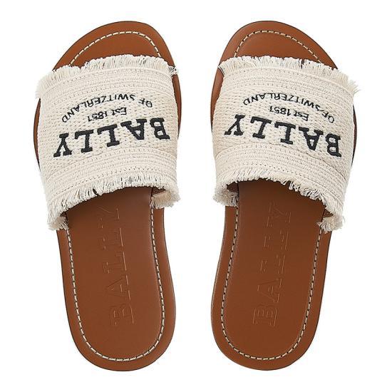 BALLY Leather Mule Slippers Women’s Sandals White WF101 HTE045