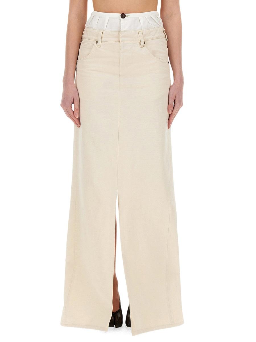 Maison Margiela Black Wool Long Skirt