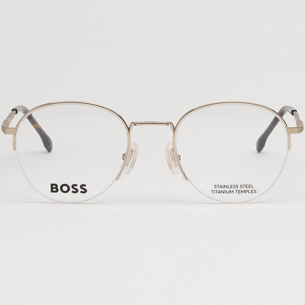 HUGO BOSS Titanium Semi-Rimless Round Eyeglass Frames Gold Stainles BOSS1448 J5G