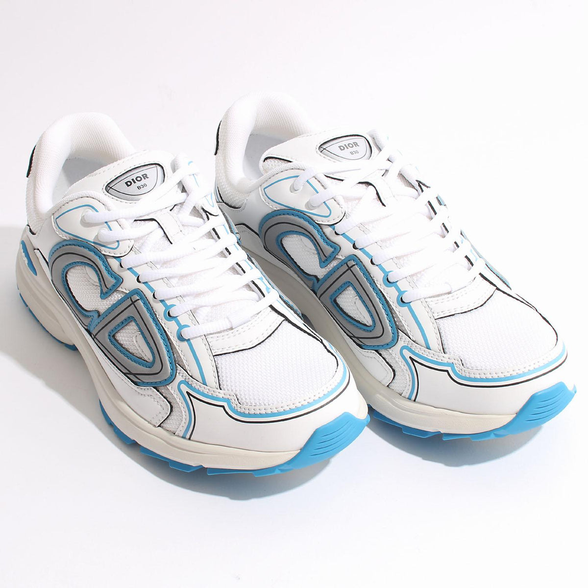 DIOR MEN White Blue B30 Low-Top Sneakers